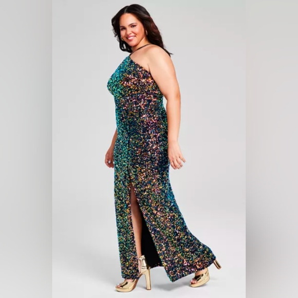 Sequined Halter High-slit Ptp 18 - Picture 2 of 7